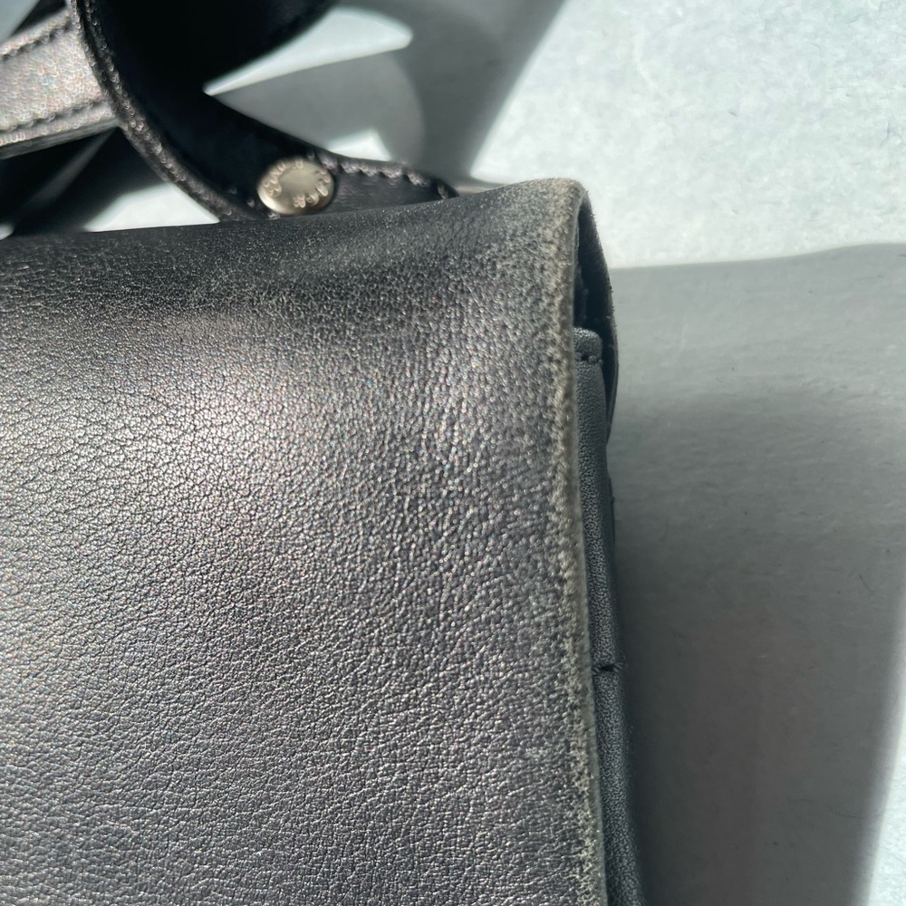 GUC Coach Chelsea Swingpack/Saddle Black Leather Crossbody Purse - Picture 10 of 11